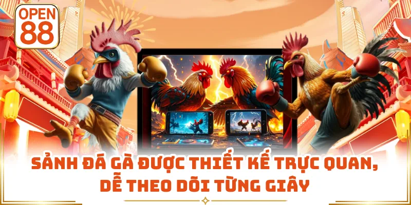 Sảnh đá gà được thiết kế trực quan, dễ theo dõi từng giây